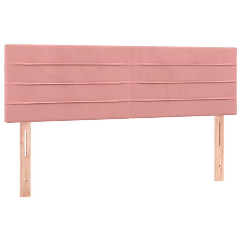 Cabeceira de cama c/ luzes LED veludo 144x5x78/88 cm rosa
