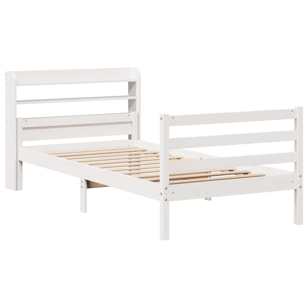 Estrutura de cama c/ cabeceira sem colchão 100x200 cm branco