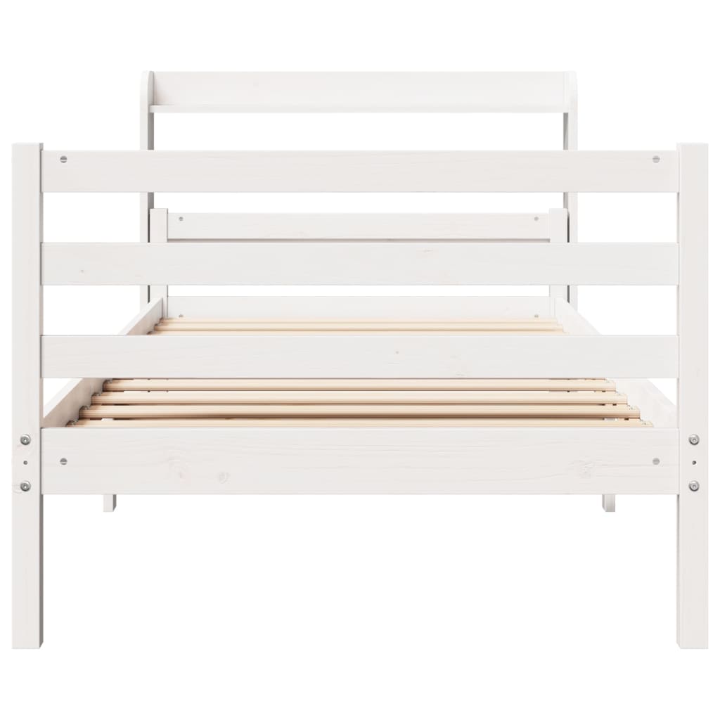 Estrutura de cama c/ cabeceira sem colchão 100x200 cm branco