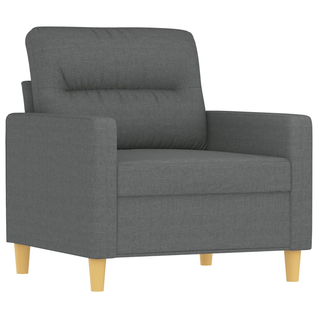 4 Pcs conjunto de sofás com almofadões tecido cinzento-escuro