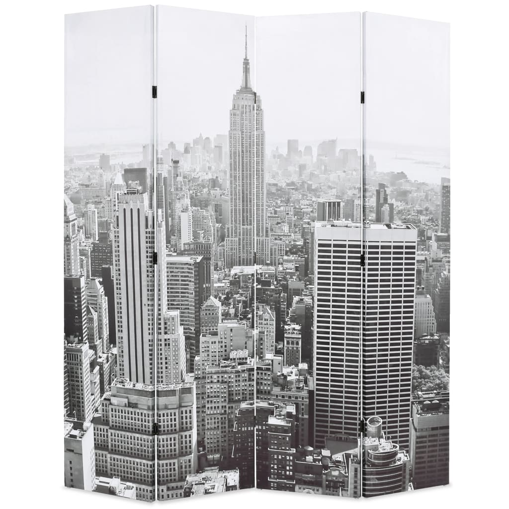 Biombo dobrável nova iorque de dia 160x170 cm preto e branco