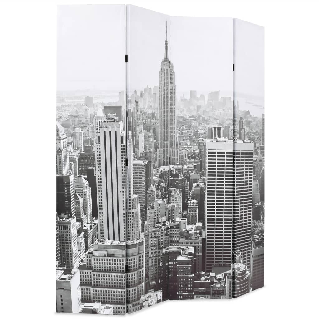 Biombo dobrável nova iorque de dia 160x170 cm preto e branco