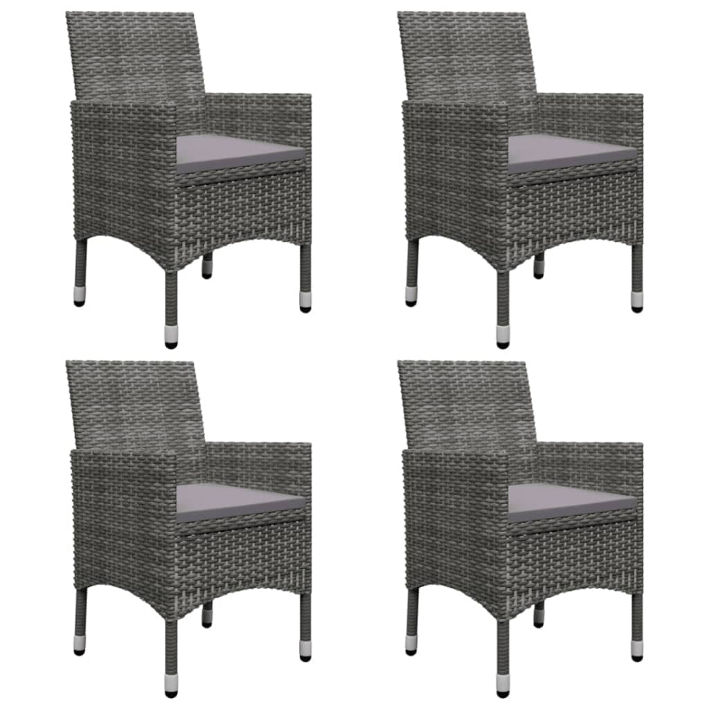 5 Pcs conjunto de jantar para jardim cinzento