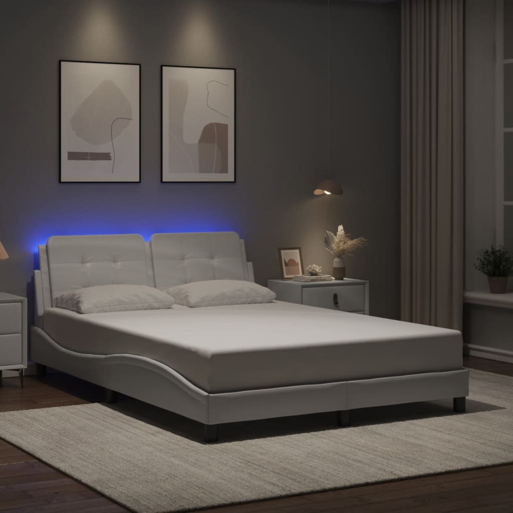 Estrutura de cama com LED sem colchão zadar 140x190 cm branco