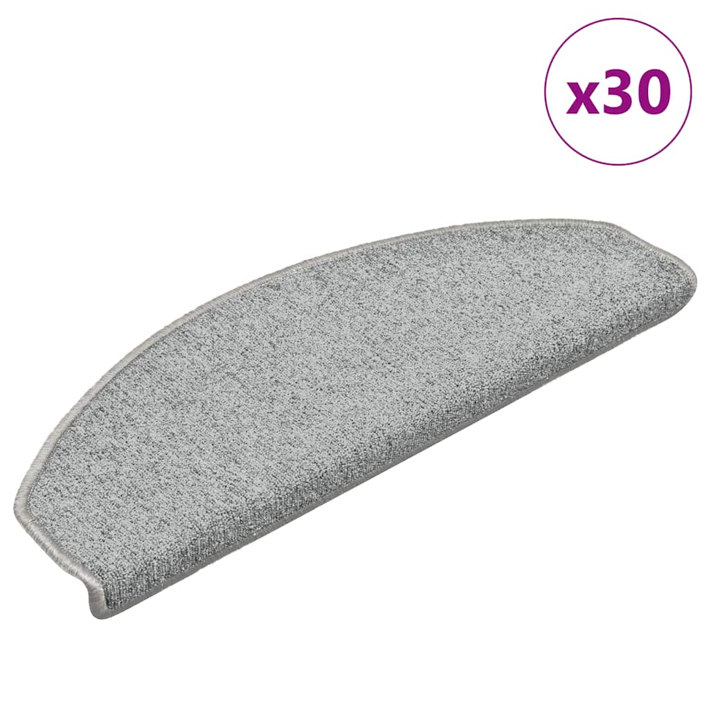 Tapetes de escada 30 peças 65x24x4 cm cinza claro semicircular grande