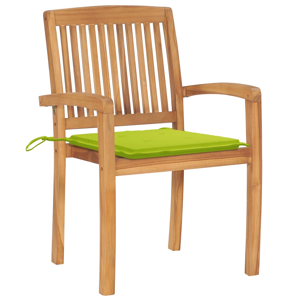 Cadeiras de jardim empiháveis c/ almofadões 6 pcs teca maciça