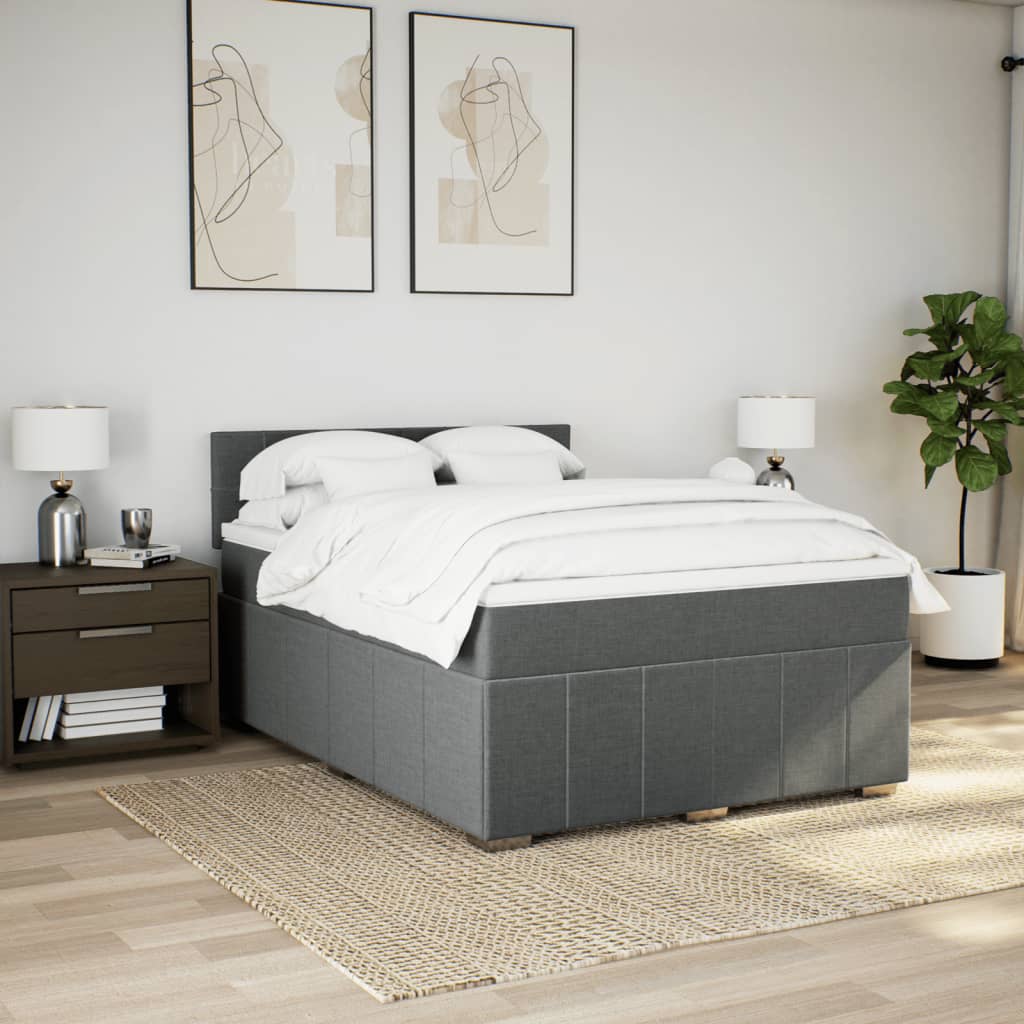 Cama com molas/colchão 160x200 cm tecido cinzento-escuro