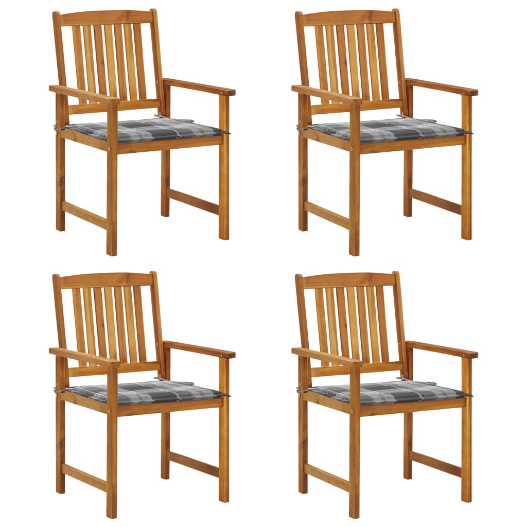 Cadeiras de jardim c/ almofadões 4 pcs madeira de acácia maciça