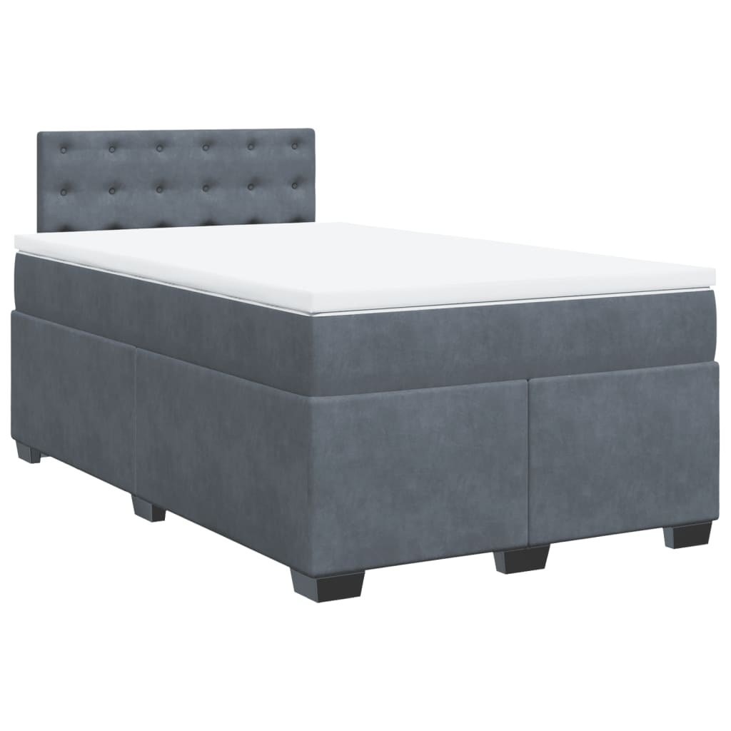 Cama boxspring com colchão 120x190 cm veludo cinzento-escuro