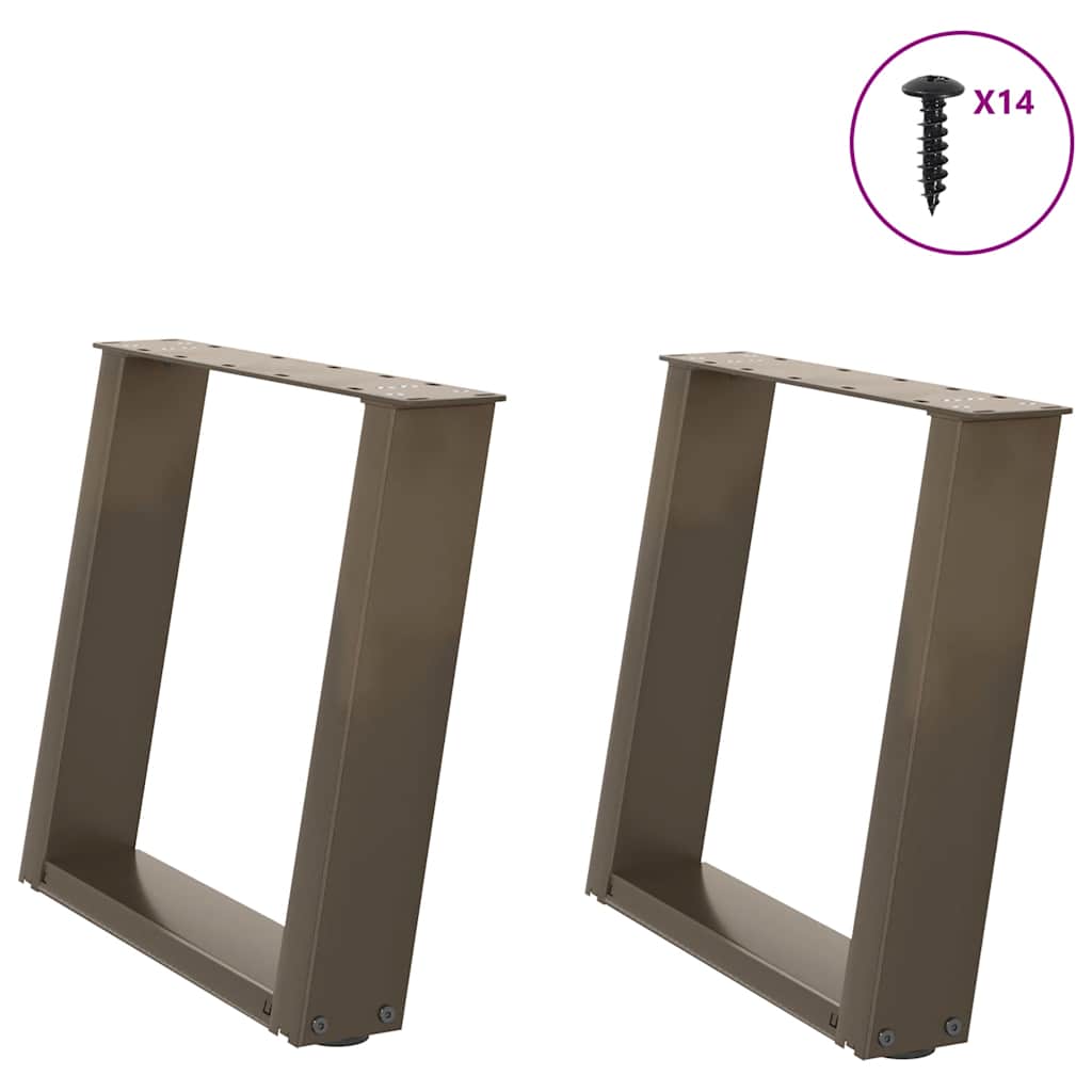 Pés para mesa de centro em formato de u, 2 peças, aço natural, 50x(42-43) cm, aço