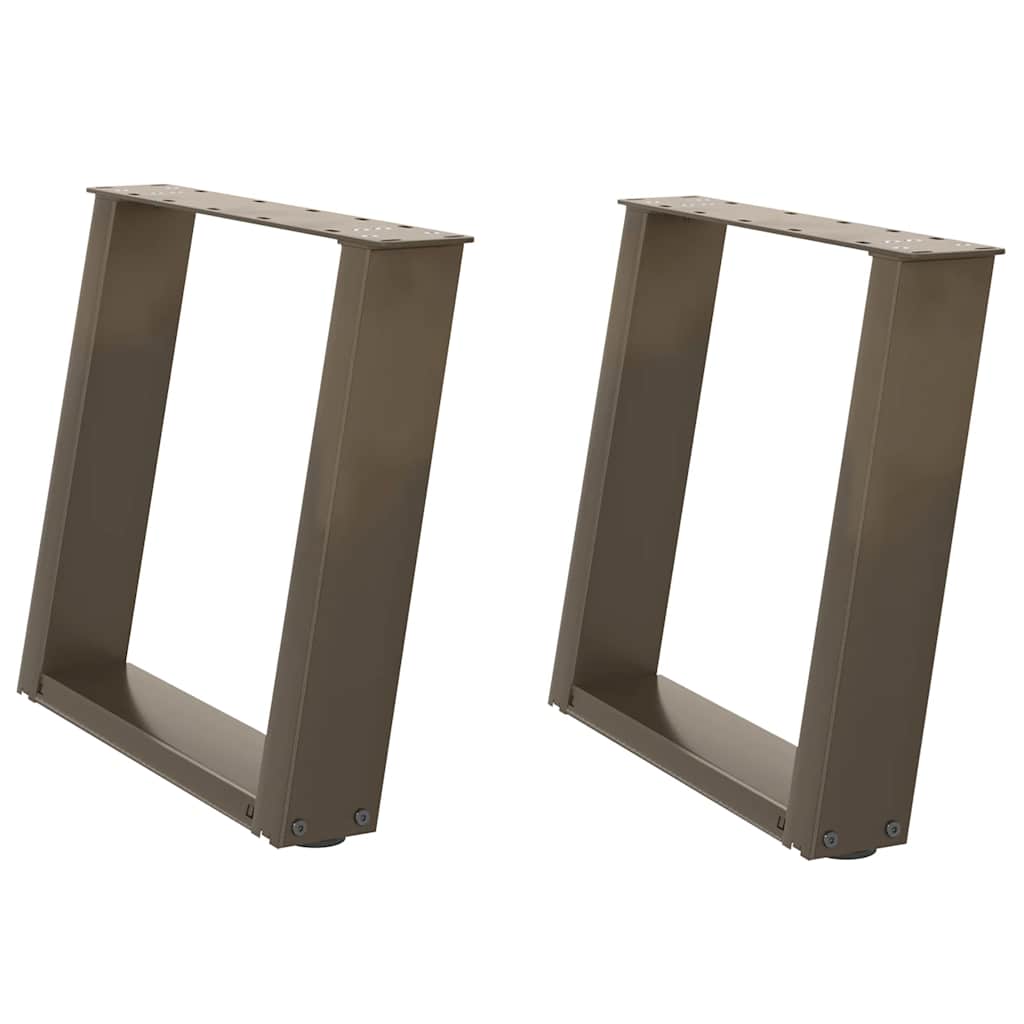 Pés para mesa de centro em formato de u, 2 peças, aço natural, 50x(42-43) cm, aço