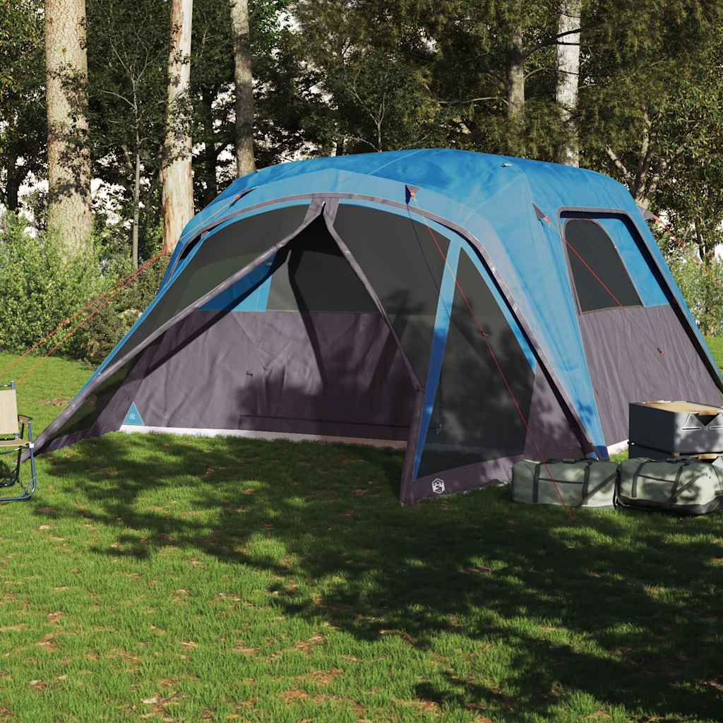 Tenda familiar c/ avançado para 6 pessoas impermeável azul