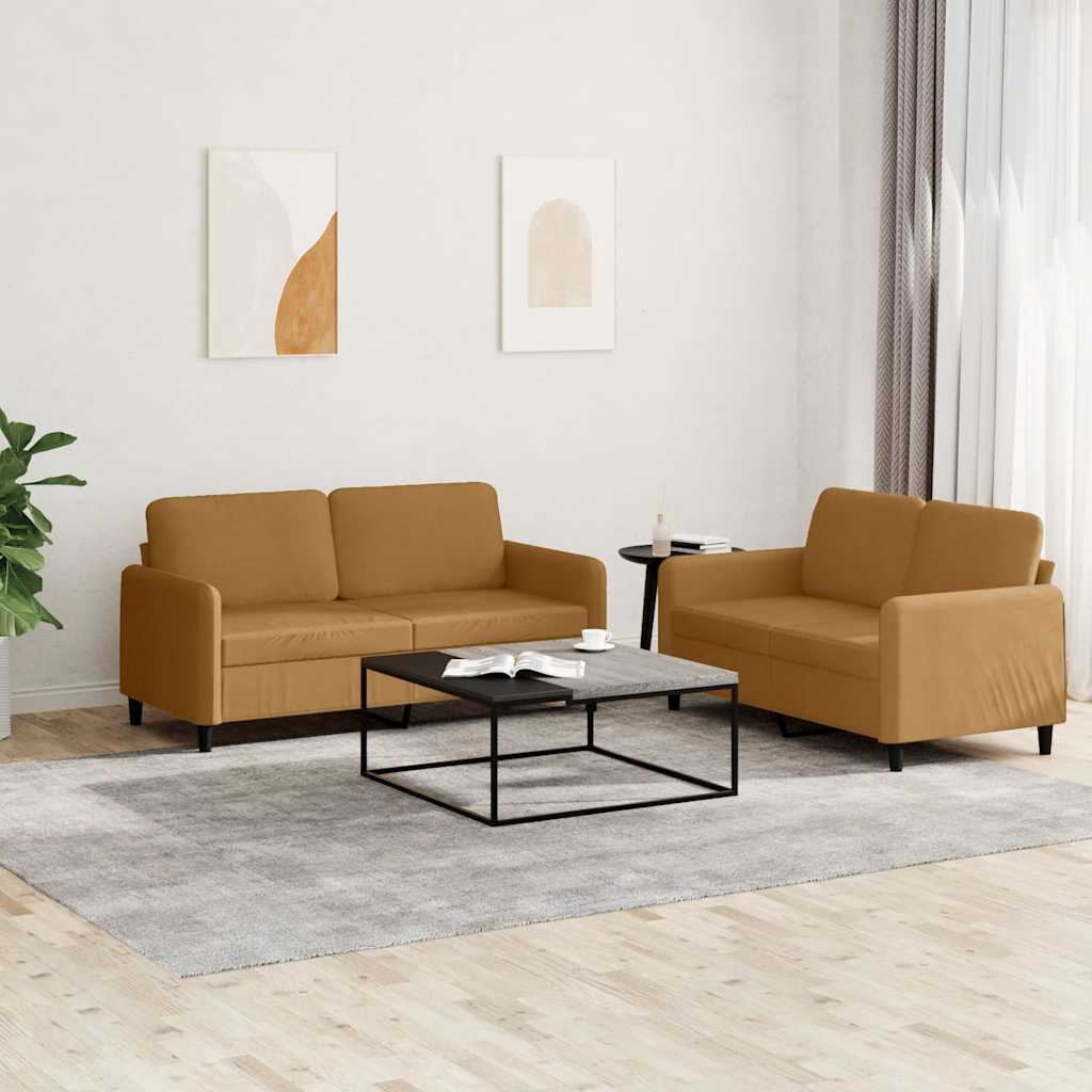2 Pcs conjunto de sofás veludo castanho