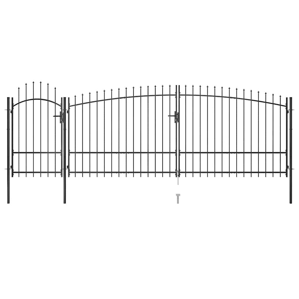 Portão de cerca de jardim woerden com topo em forma de lança, 5x1,75 m, preto