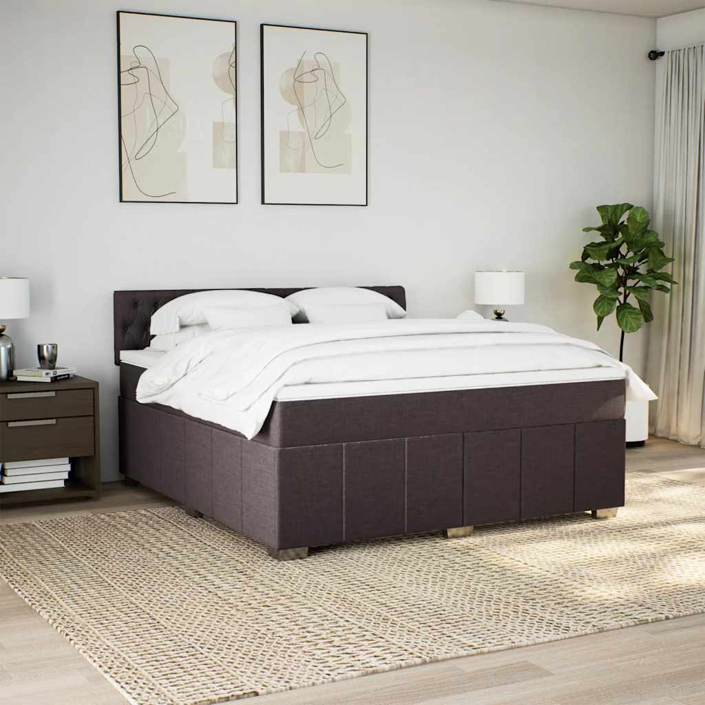 Cama com molas/colchão 180x200 cm tecido castanho-escuro