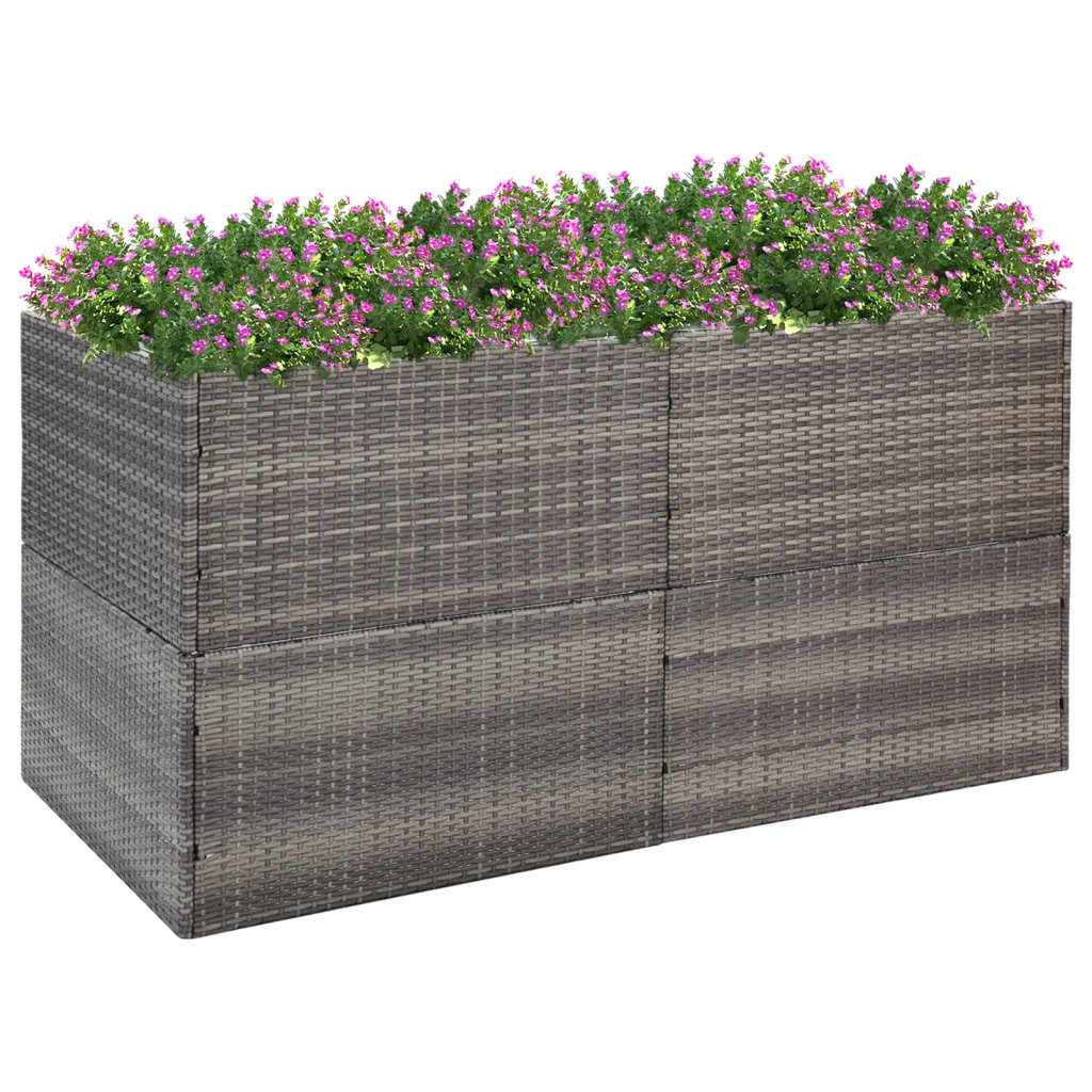 Vaso/floreira de jardim 157x80x80 cm vime PE cinzento