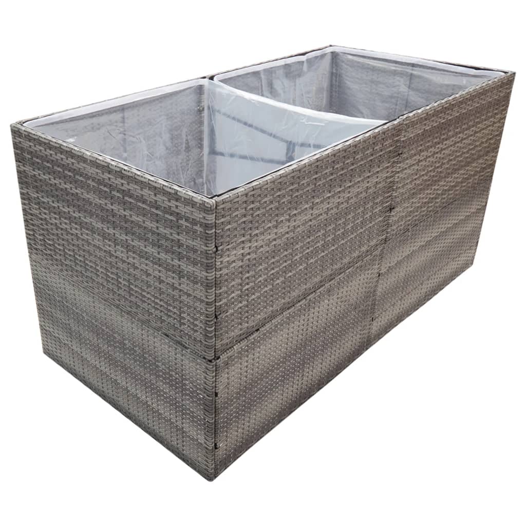 Vaso/floreira de jardim 157x80x80 cm vime PE cinzento