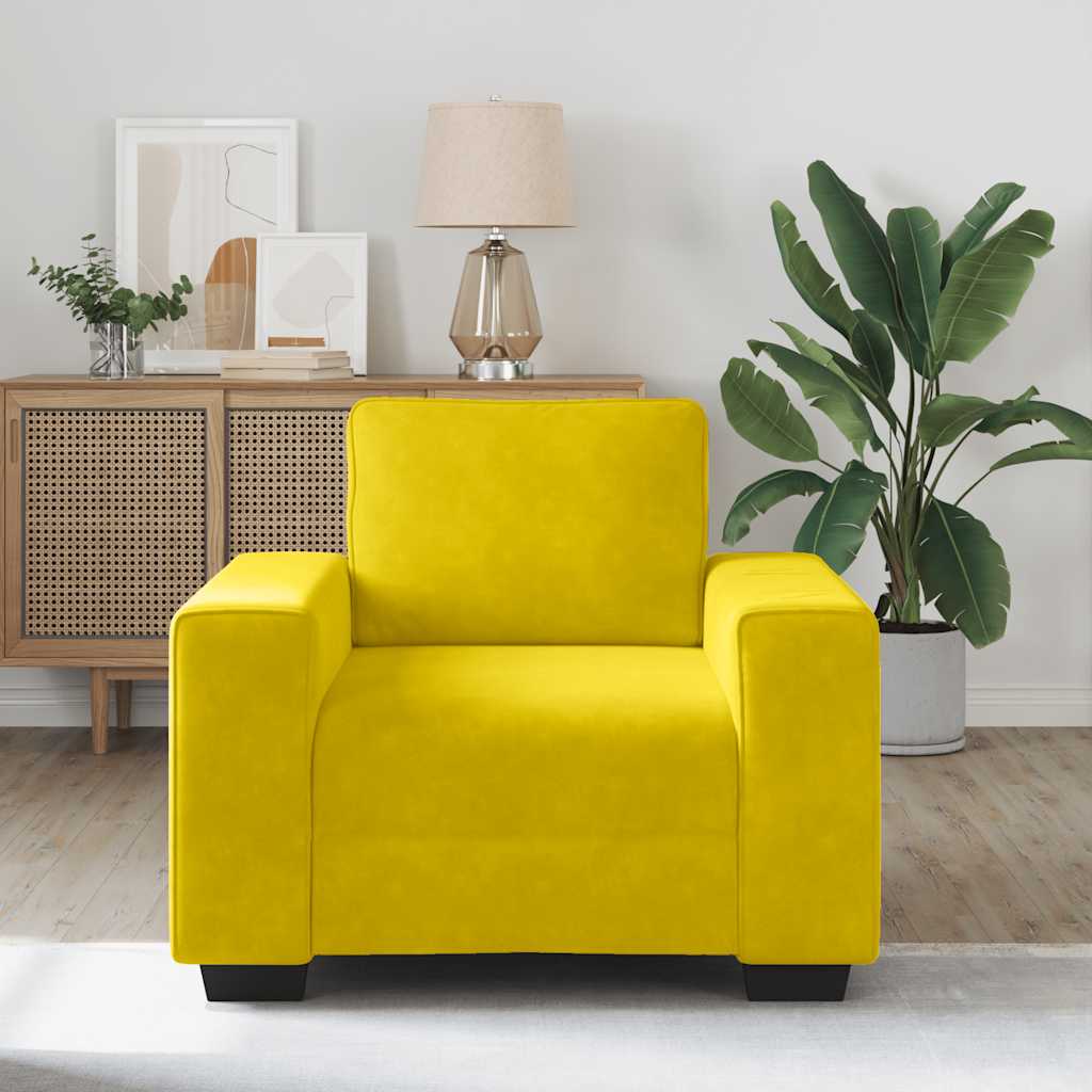 Poltrona 100x77x82 cm veludo amarelo