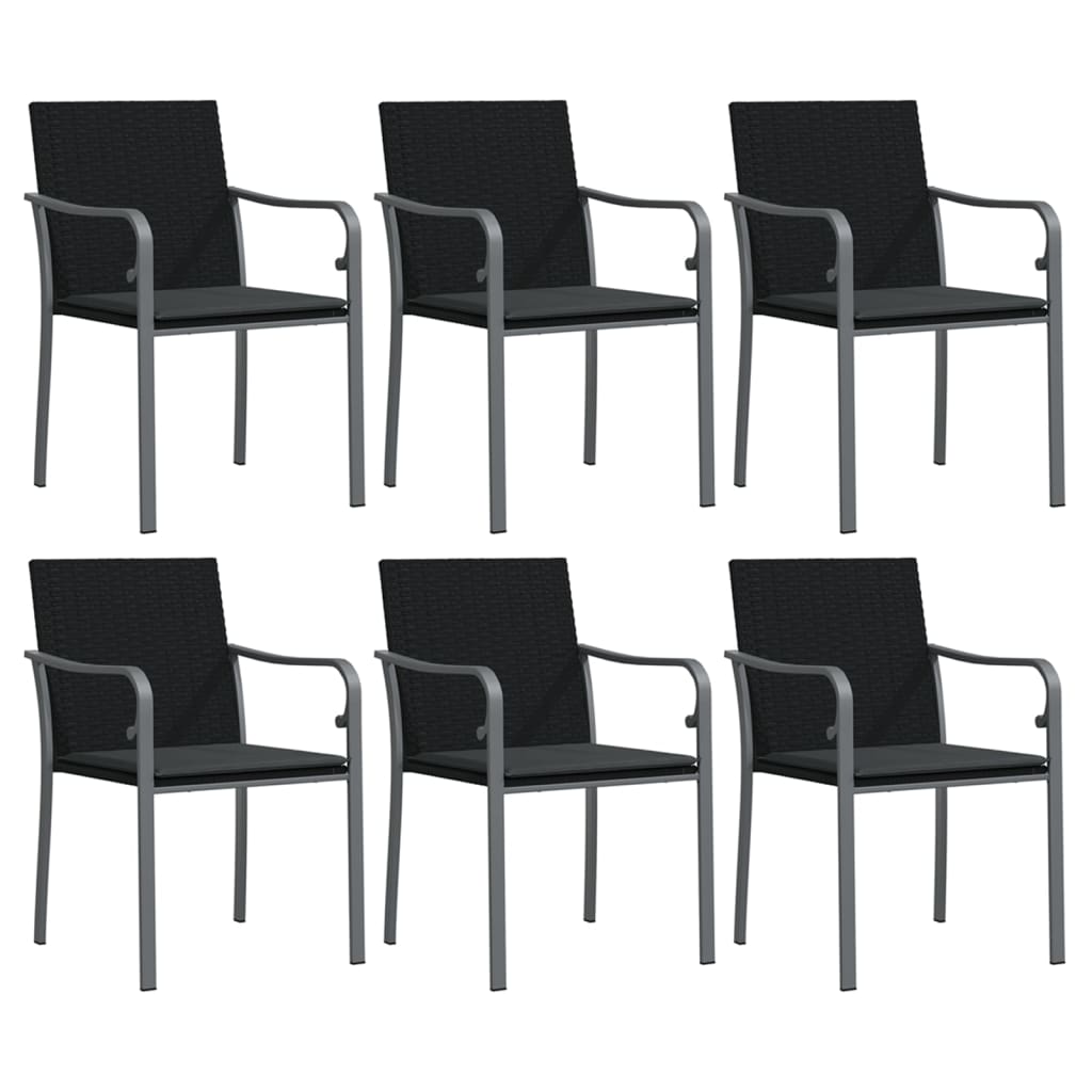 7 Pcs conjunto de jantar p/ jardim c/ almofadões vime PE e aço