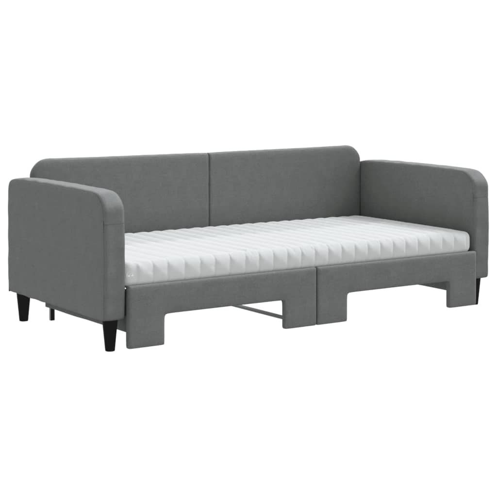 Sofá-cama c/ gavetão e colchões 90x200cm tecido cinzento-escuro