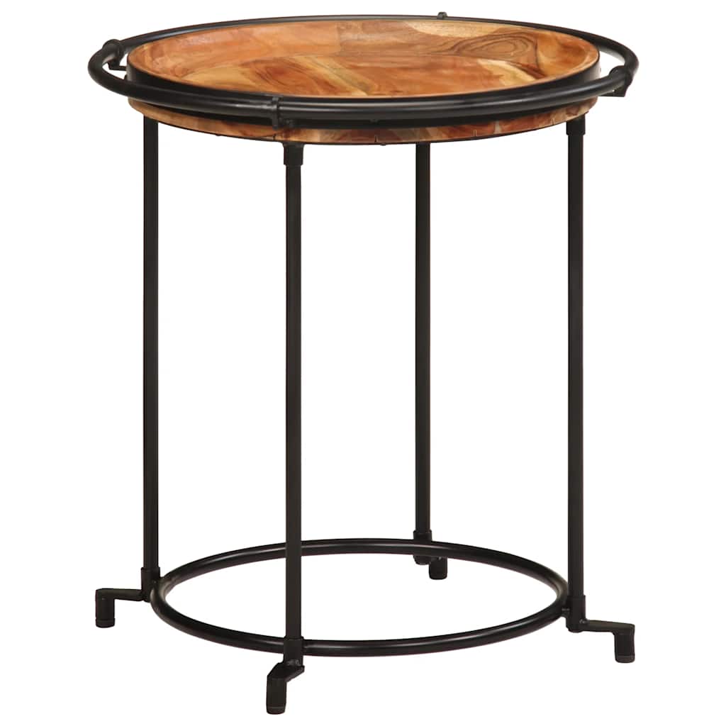 2 Pcs conjunto de mesa de apoio madeira de acácia maciça