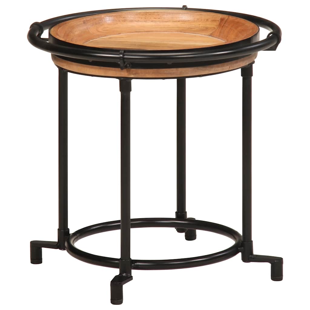 2 Pcs conjunto de mesa de apoio madeira de acácia maciça