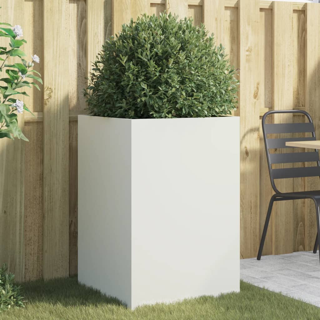 Vaso/floreira 52x48x75 cm aço branco