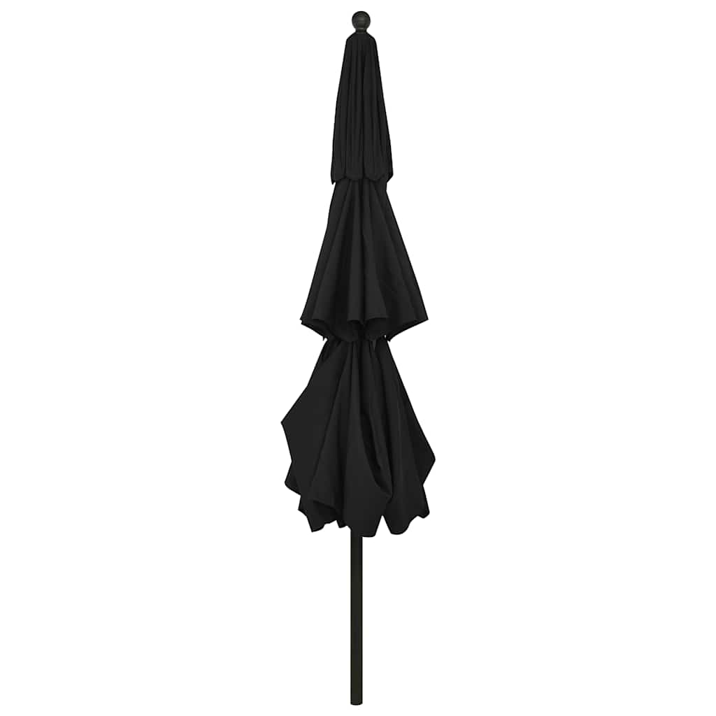 Guarda-sol de jardim 3 camadas c/ poste de alumínio 3,5 m preto