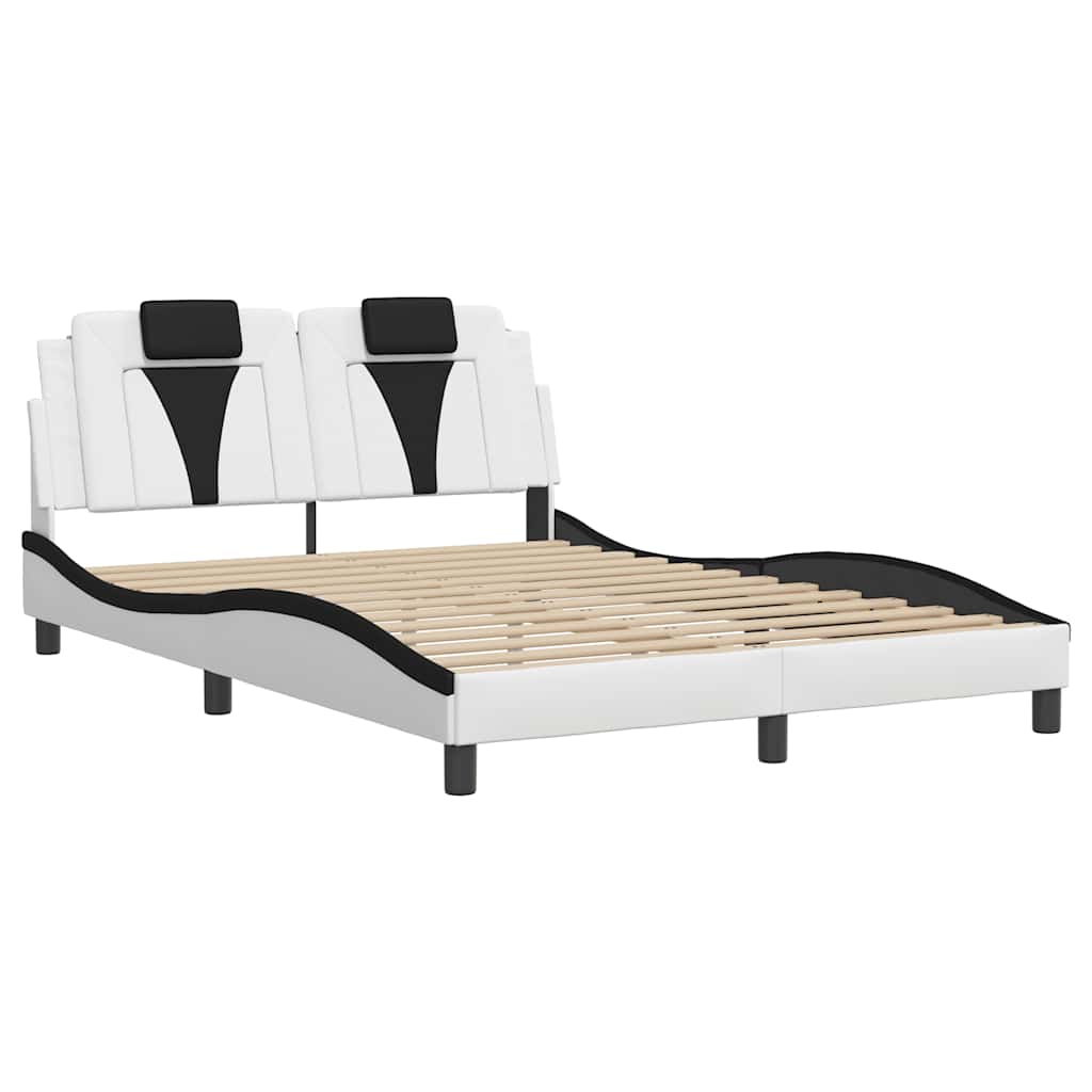 Estrutura de cama viana sem colchão 120x200 couro artif. branco/preto