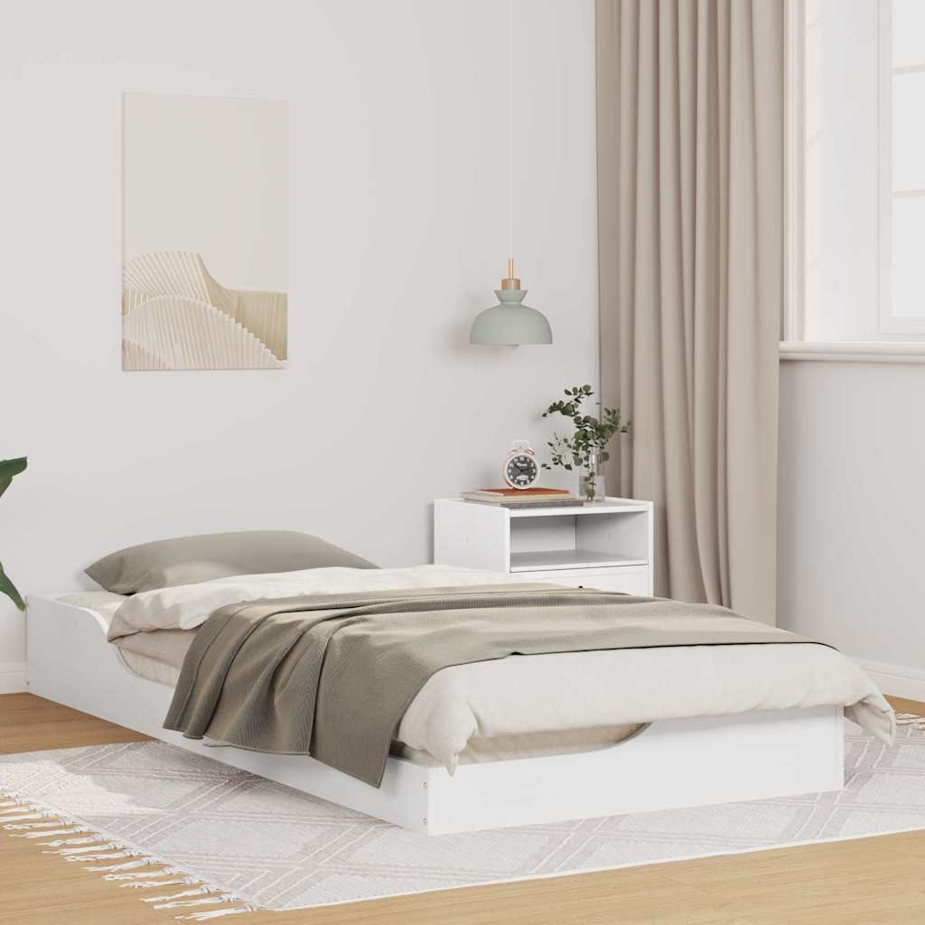 Estrutura da cama branco 90 x 200 cm madeira de pinheiro sólida