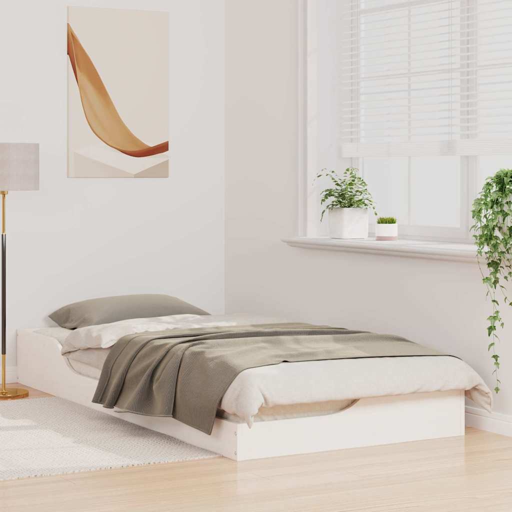 Estrutura da cama branco 90 x 200 cm madeira de pinheiro sólida