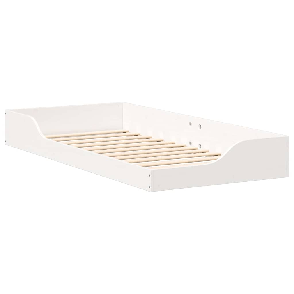 Estrutura da cama branco 90 x 200 cm madeira de pinheiro sólida
