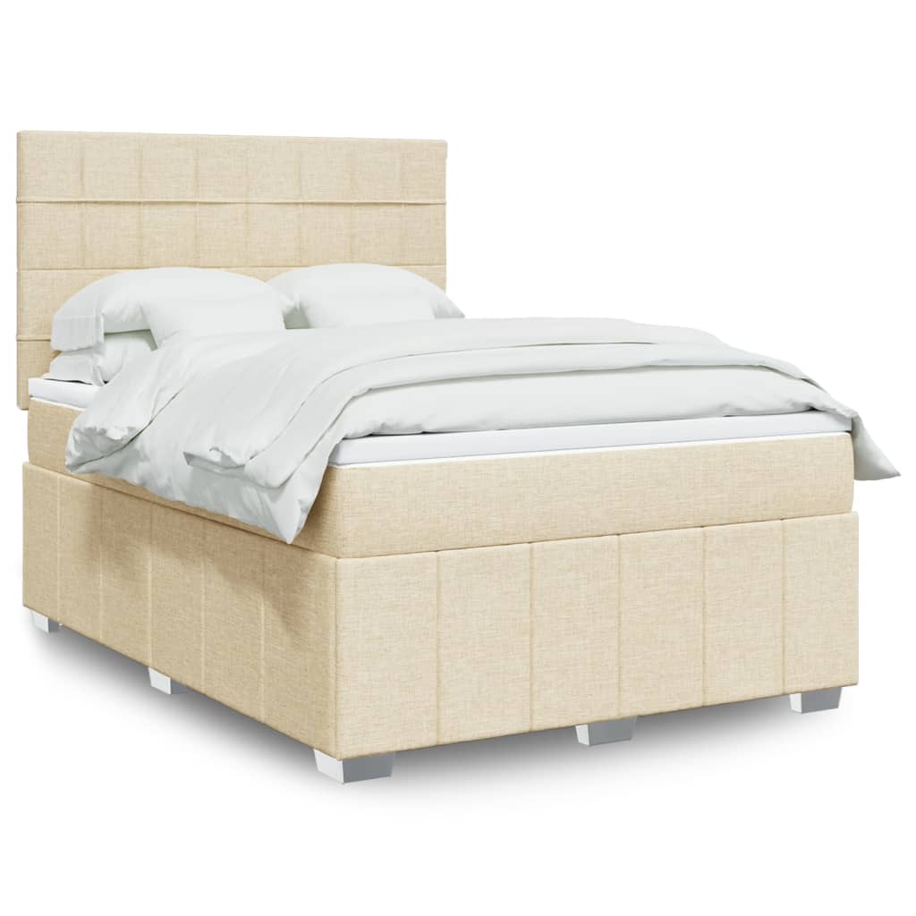 Cama com molas/colchão 160x200 cm tecido cor creme
