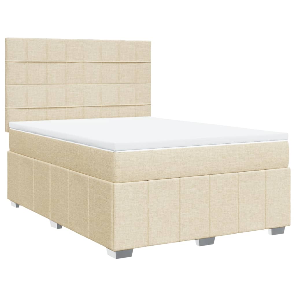 Cama com molas/colchão 160x200 cm tecido cor creme