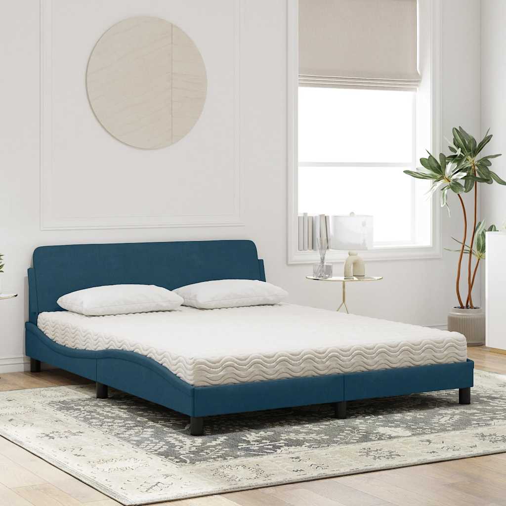 Cama com colchão dover 160x200 cm veludo azul