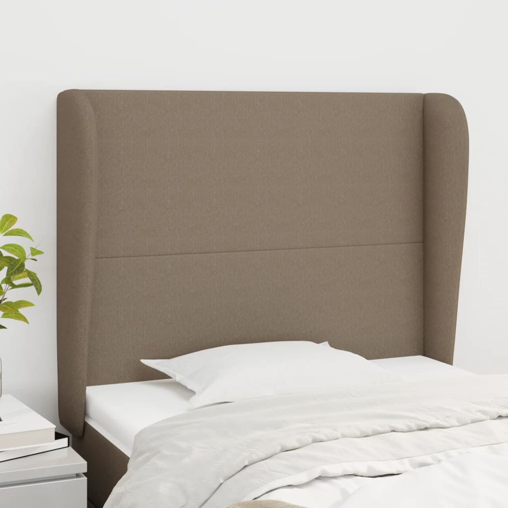 Cabeceira cama c/ abas tecido 93x23x118/128cm cinza-acastanhado