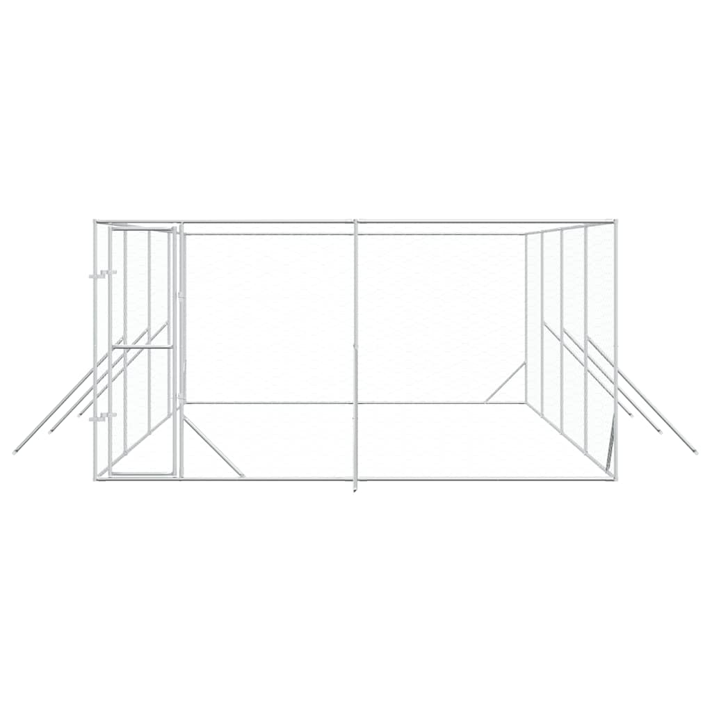 Canil de exterior 4x8x2 m aço galvanizado prateado
