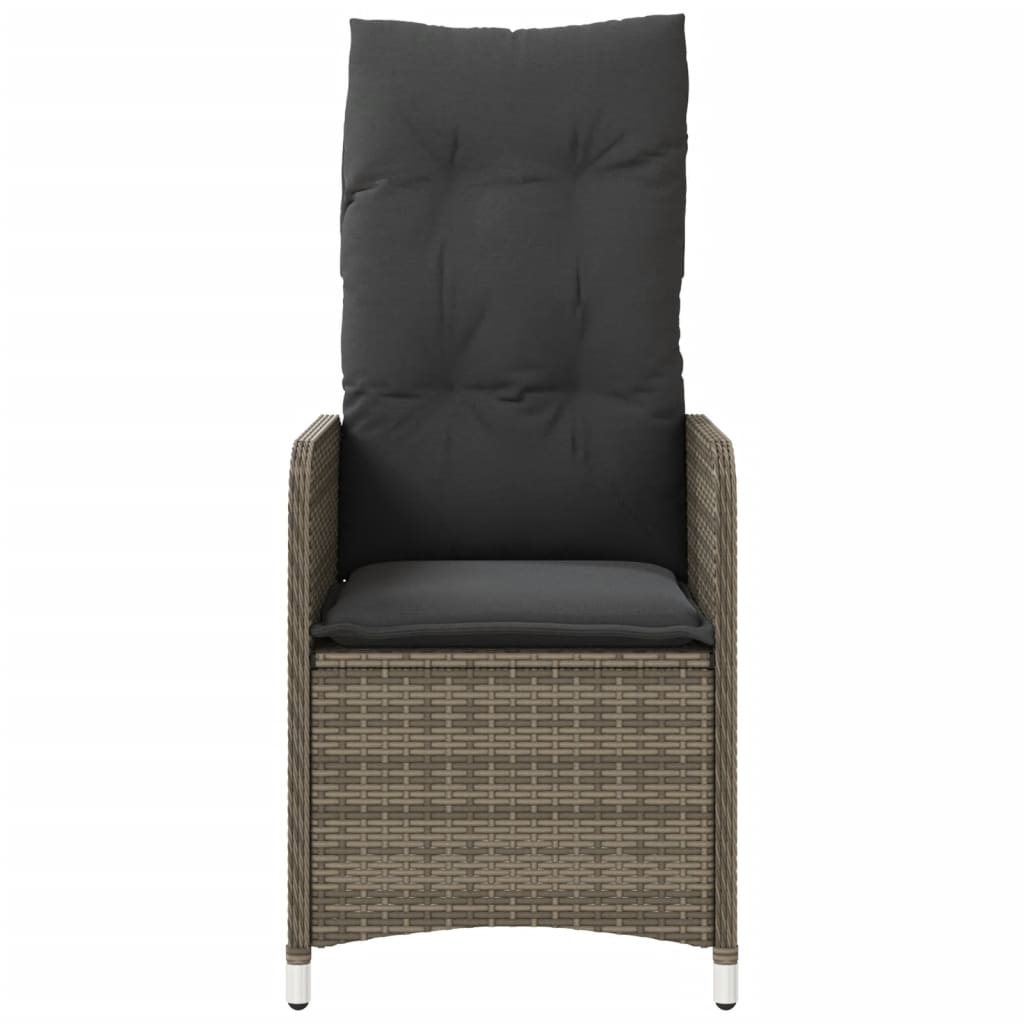 Cadeiras jardim reclináveis 2 pcs c/ almofadões vime PE cinza