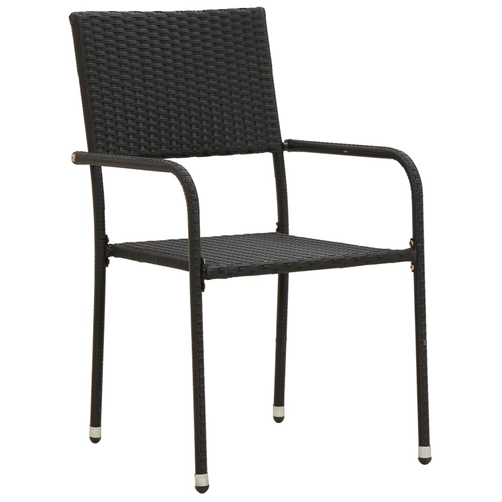 5 Pcs conjunto de jantar p/ exterior vime PE preto