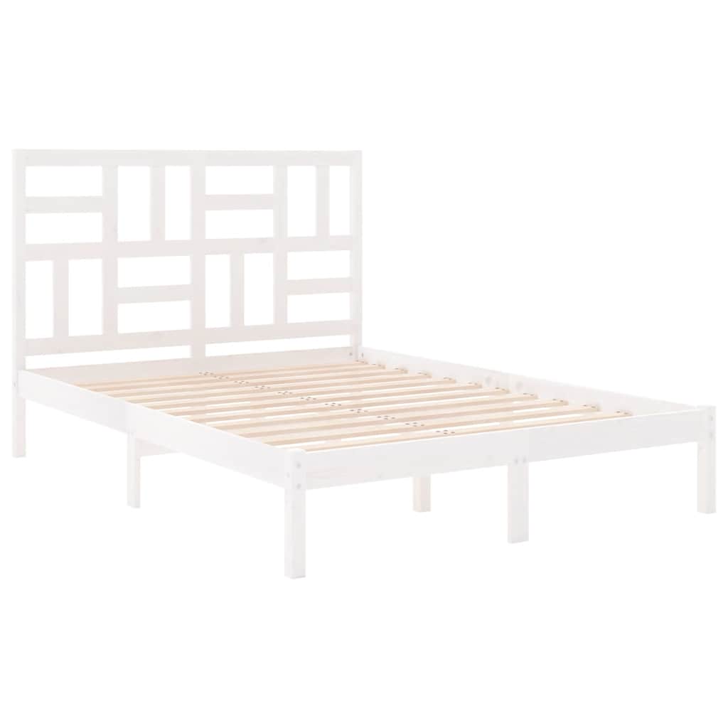 Estrutura de cama 140x200 cm madeira maciça branco