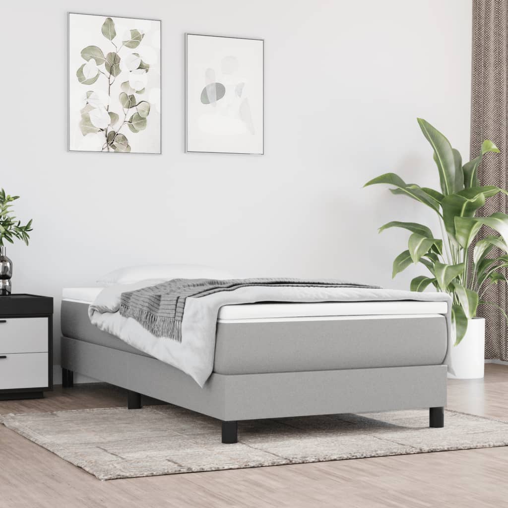 Estrutura de cama com molas 80x200 cm tecido cinzento-claro