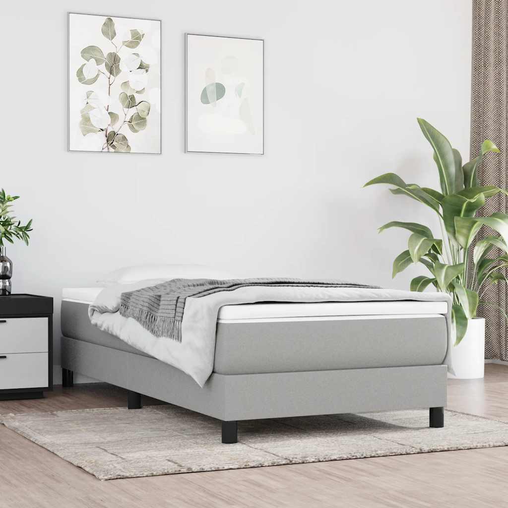 Estrutura de cama com molas 80x200 cm tecido cinzento-claro