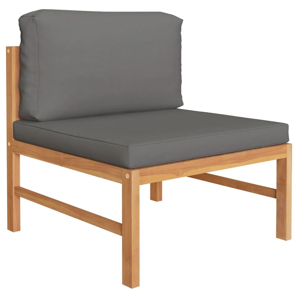 2 Pcs conj. lounge de jardim c/ almofadões cinza-escuro teca