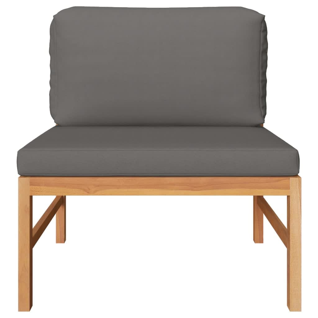 2 Pcs conj. lounge de jardim c/ almofadões cinza-escuro teca