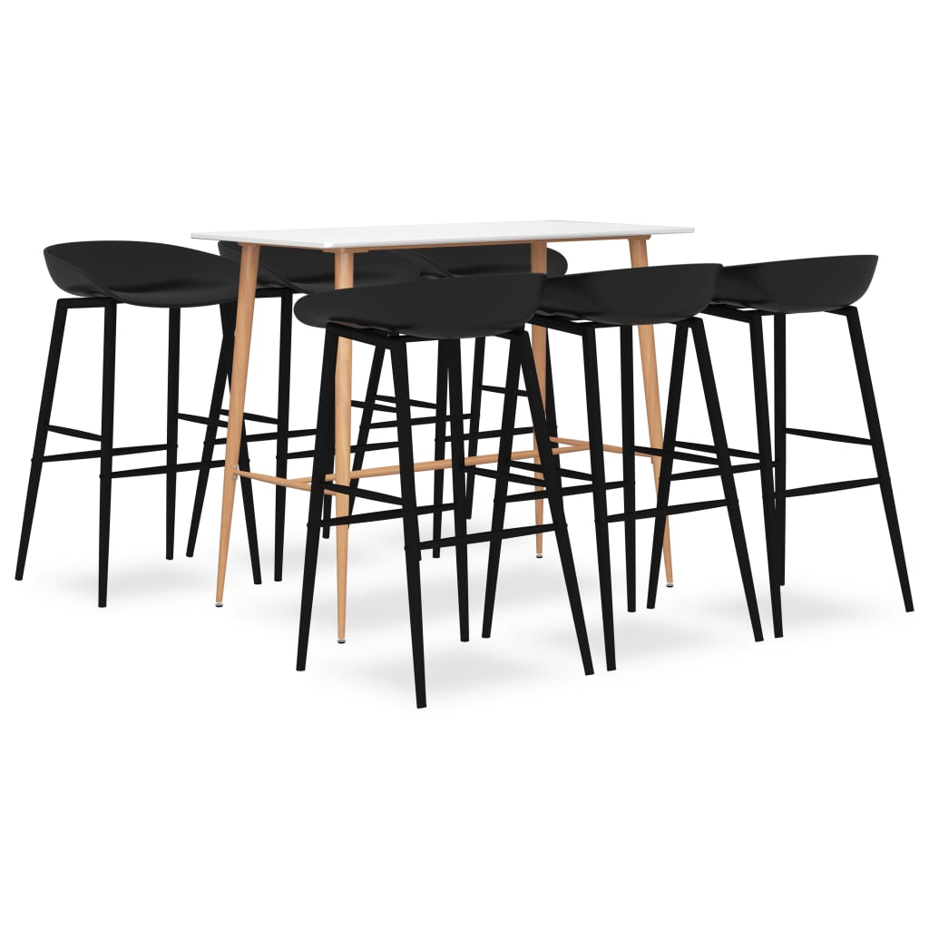 7 Pcs conjunto de bar branco e preto