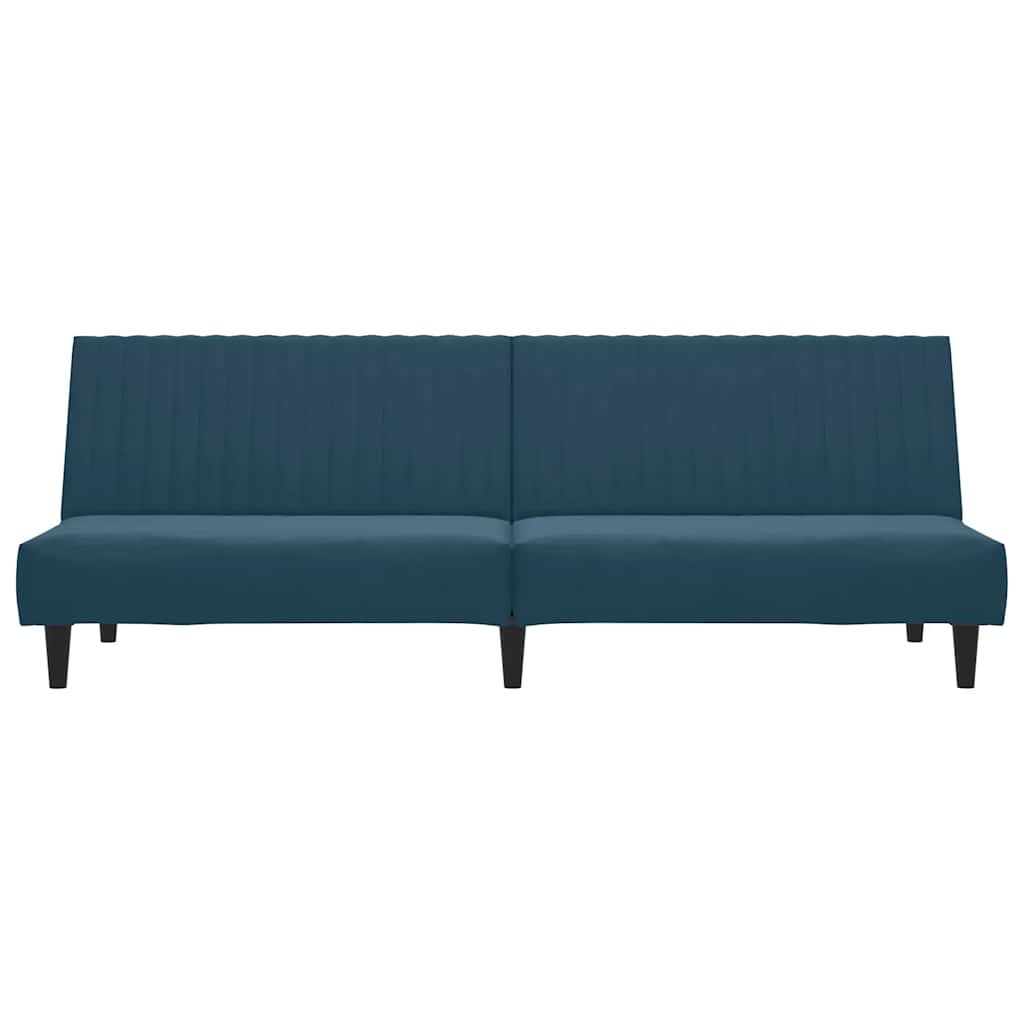 Sofá-cama de 2 lugares veludo azul