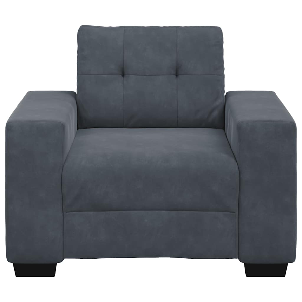 Poltrona de veludo cinza escuro 100x78x80 cm