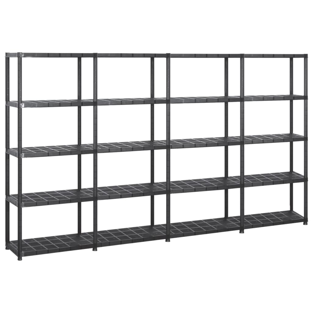 Unidade com 5 prateleiras 284x38x170 cm plástico preto