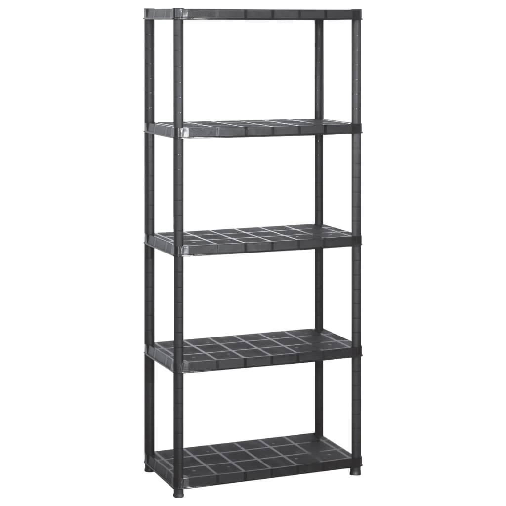 Unidade com 5 prateleiras 284x38x170 cm plástico preto