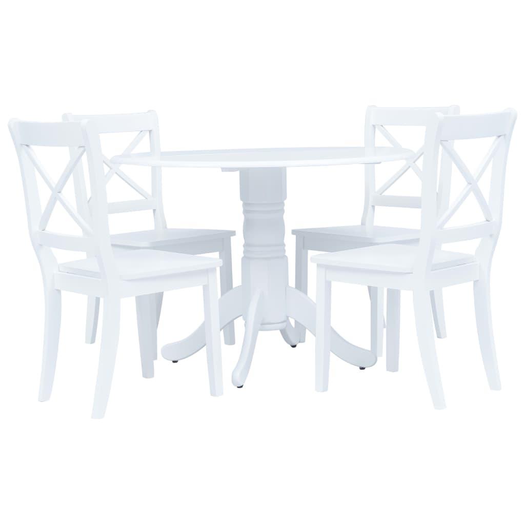 5 Pcs conjunto de jantar madeira seringueira maciça branco